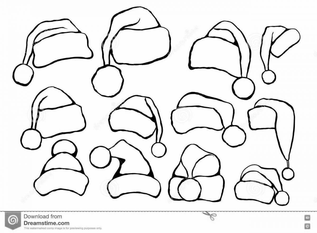 Rampant santa hat coloring page for kids