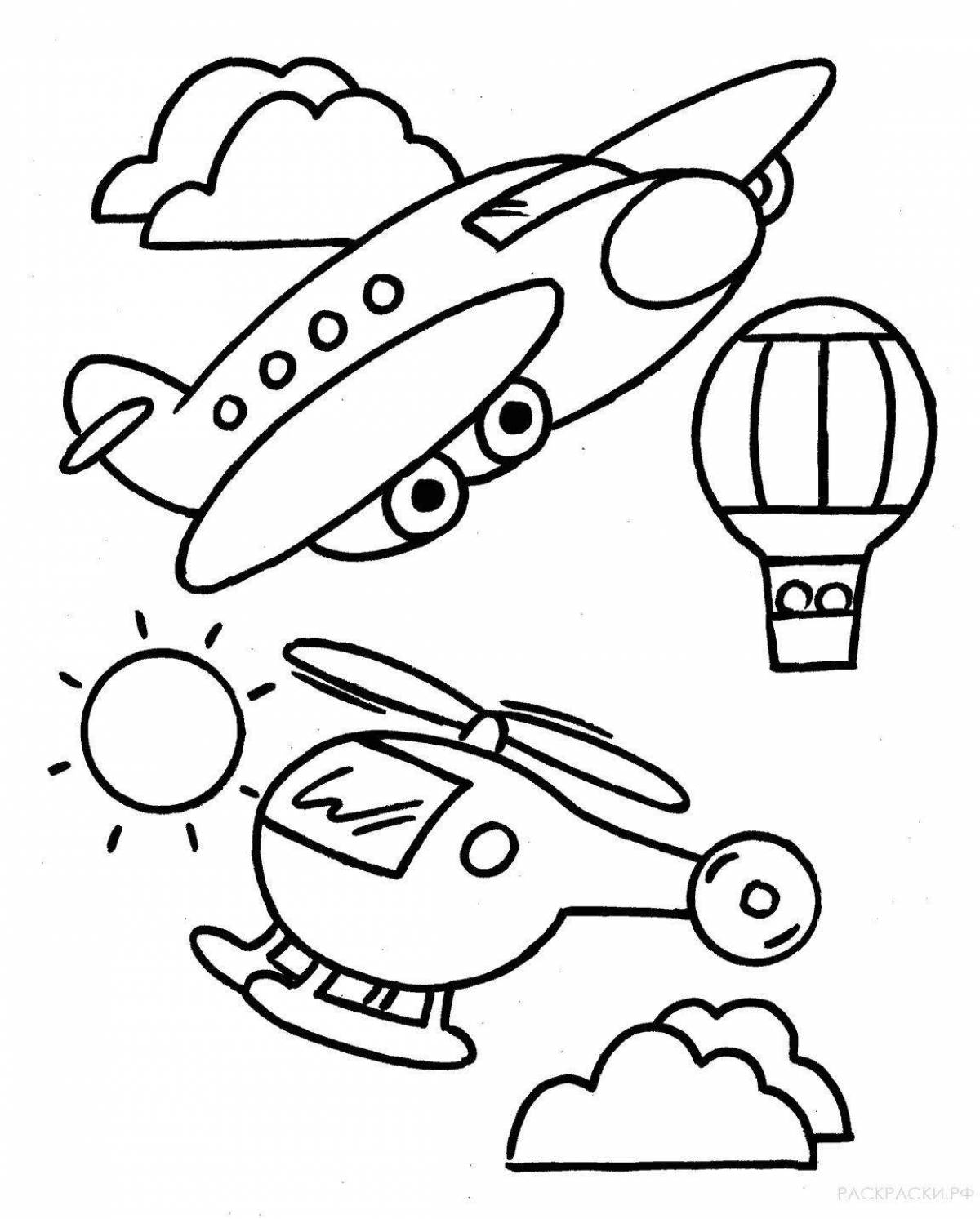 Fun transport coloring book for kids 3-4 years old