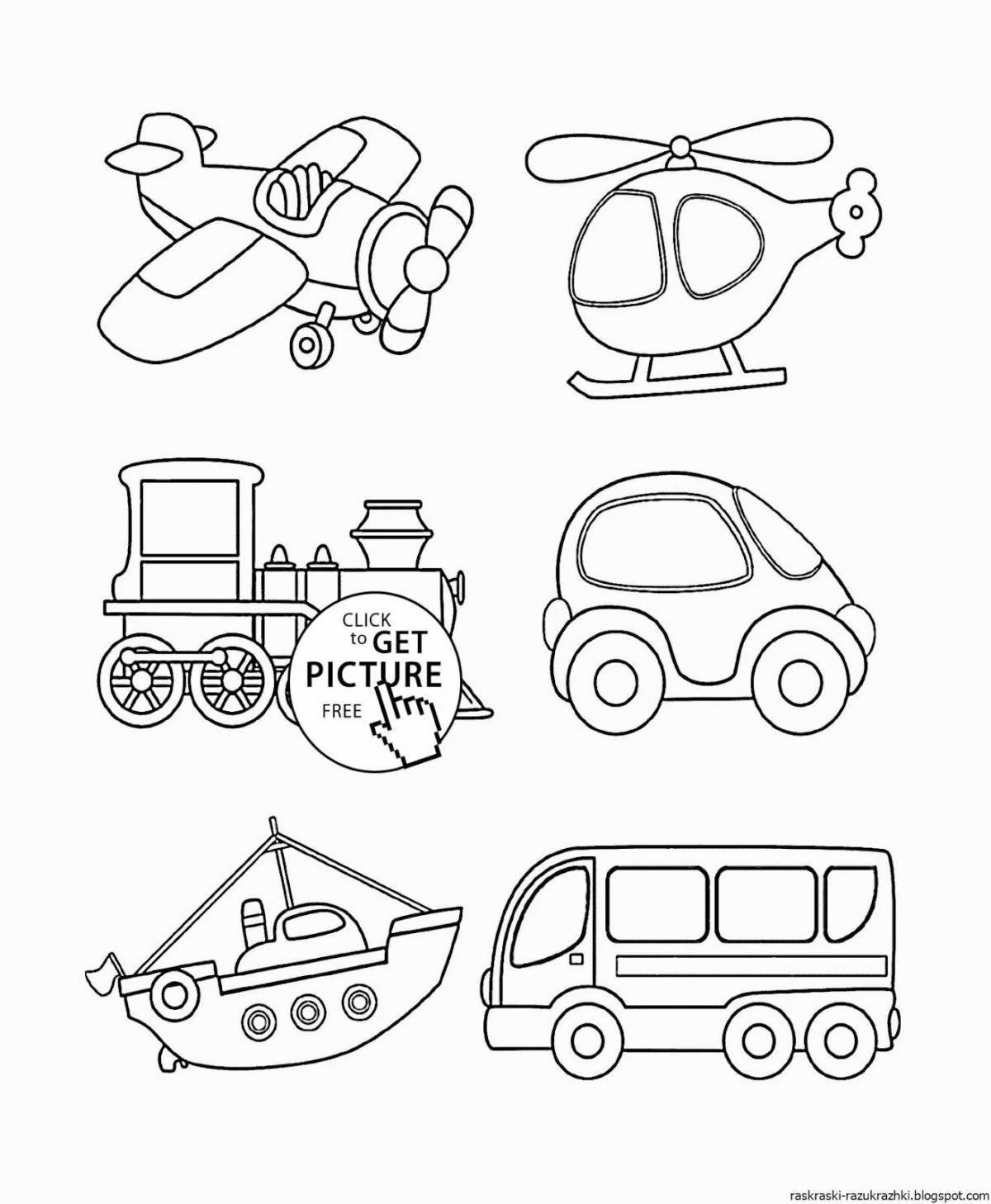 Adorable transport coloring book for preschoolers