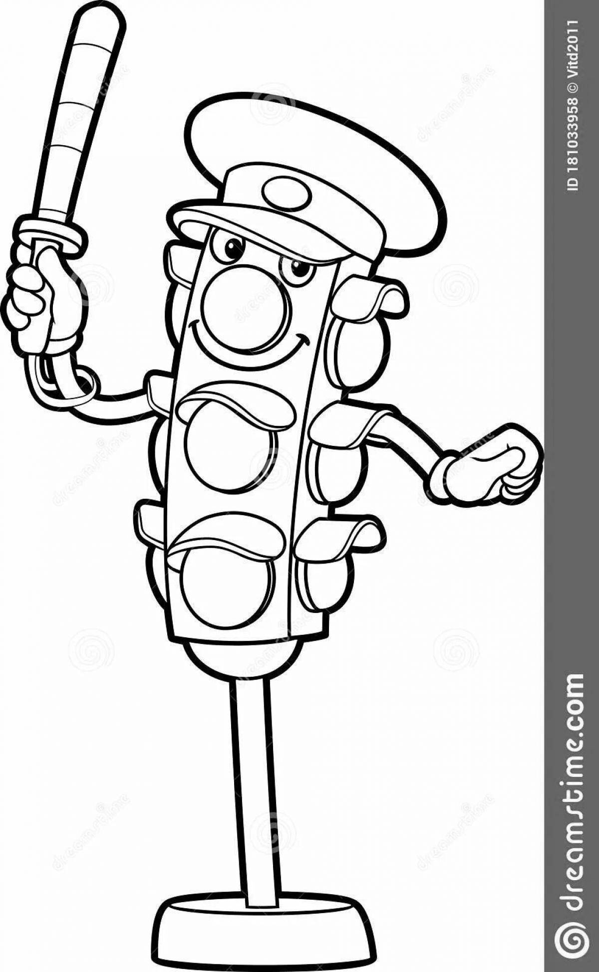 Adorable traffic light coloring page for kids