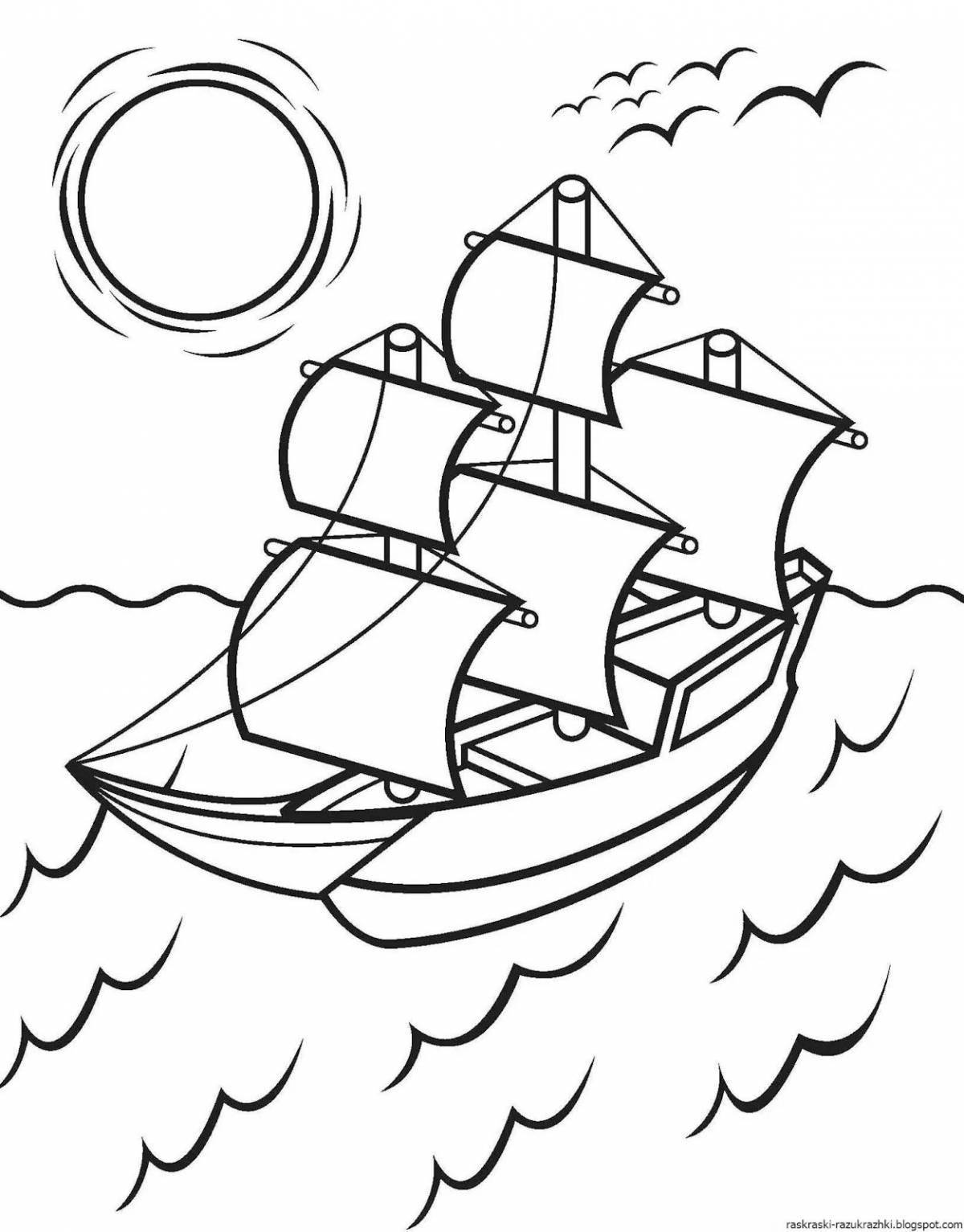 Exquisite ship coloring book for 7 year olds