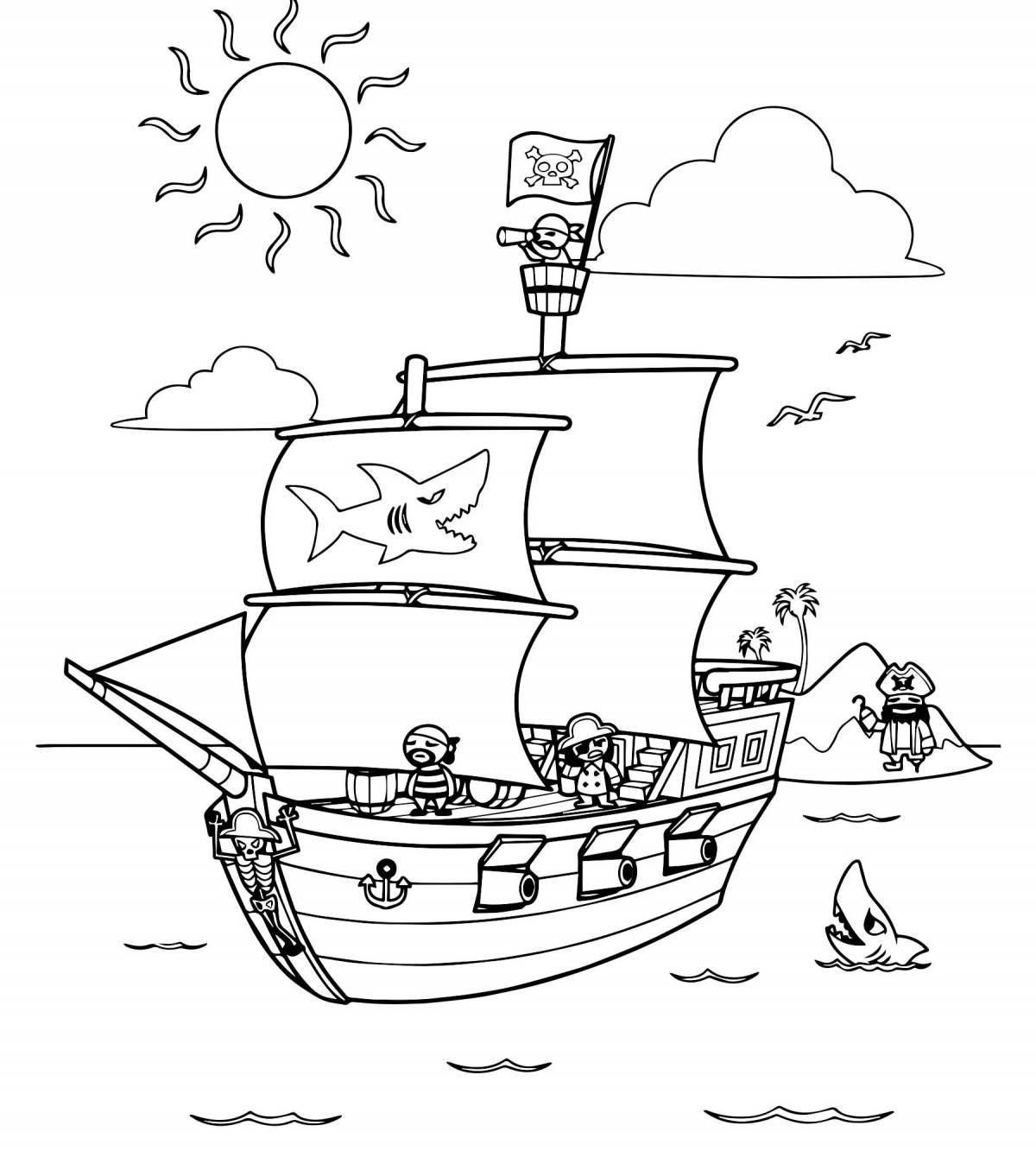 Photo Adorable ship coloring book for 7 year olds