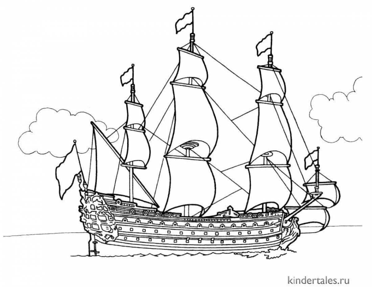 Exciting ship coloring book for 7 year olds