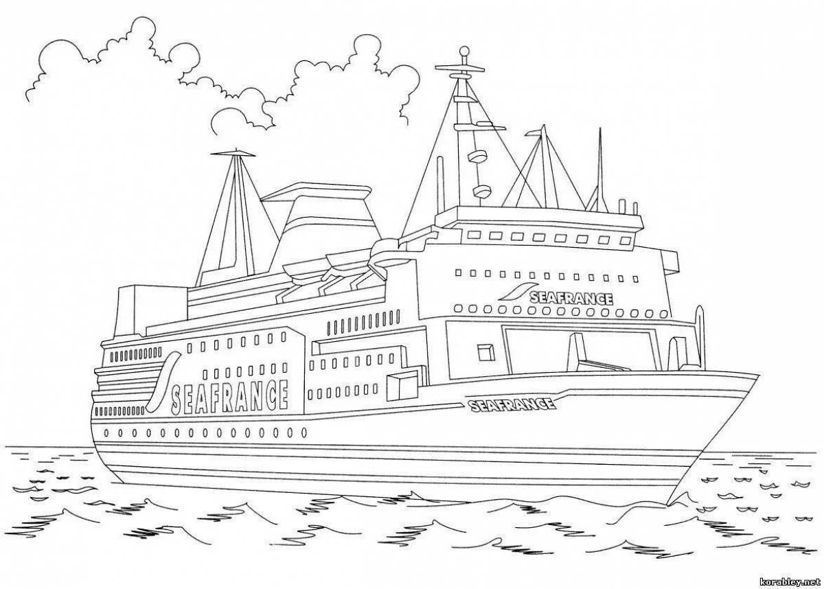 A wonderful coloring ship for children 7 years old