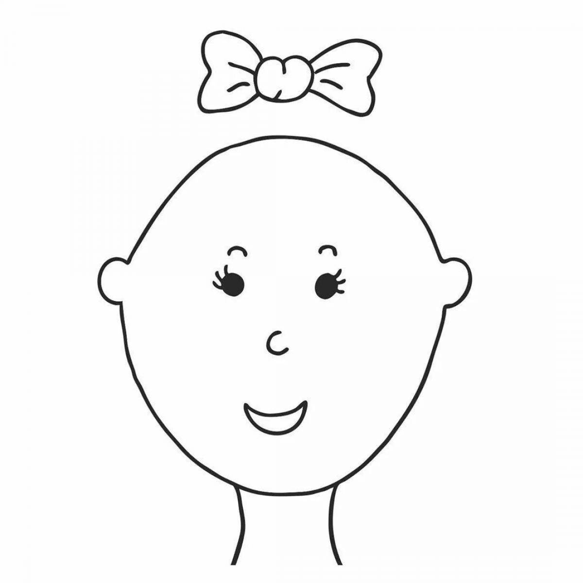 Анимированная раскраска «лицо без волос» для детей