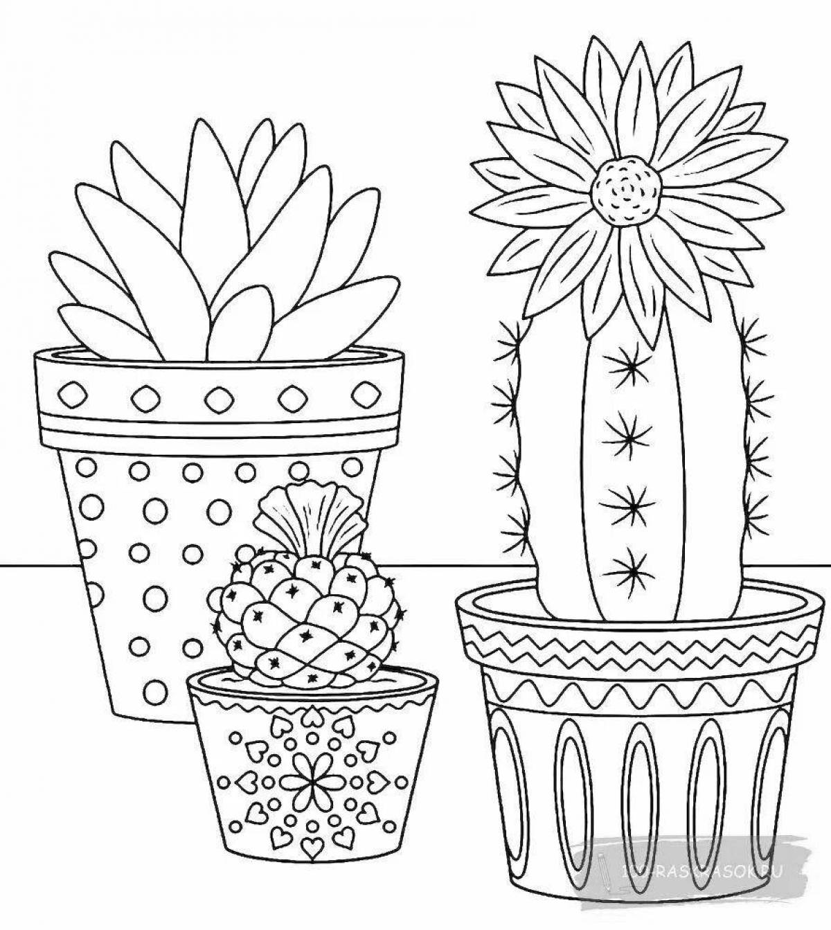 Adorable indoor flowers coloring book for kids