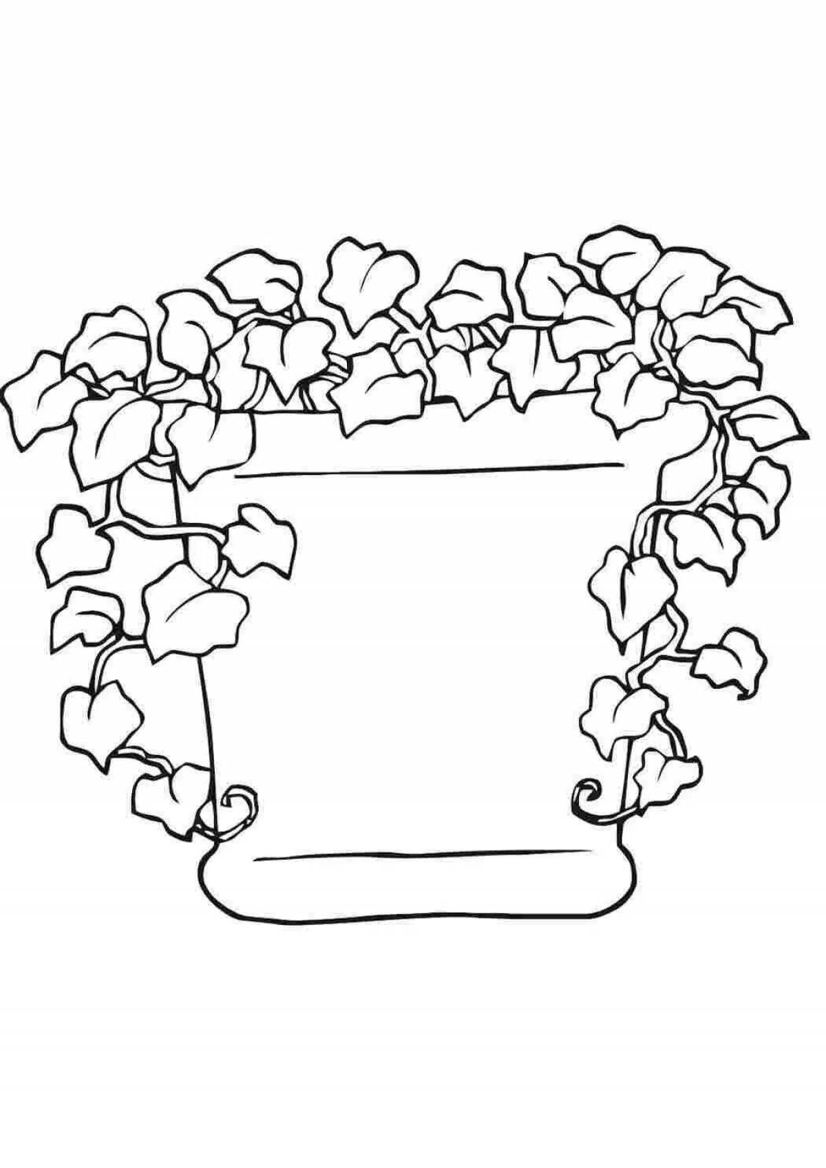 Coloring book shining potted flowers for teenagers