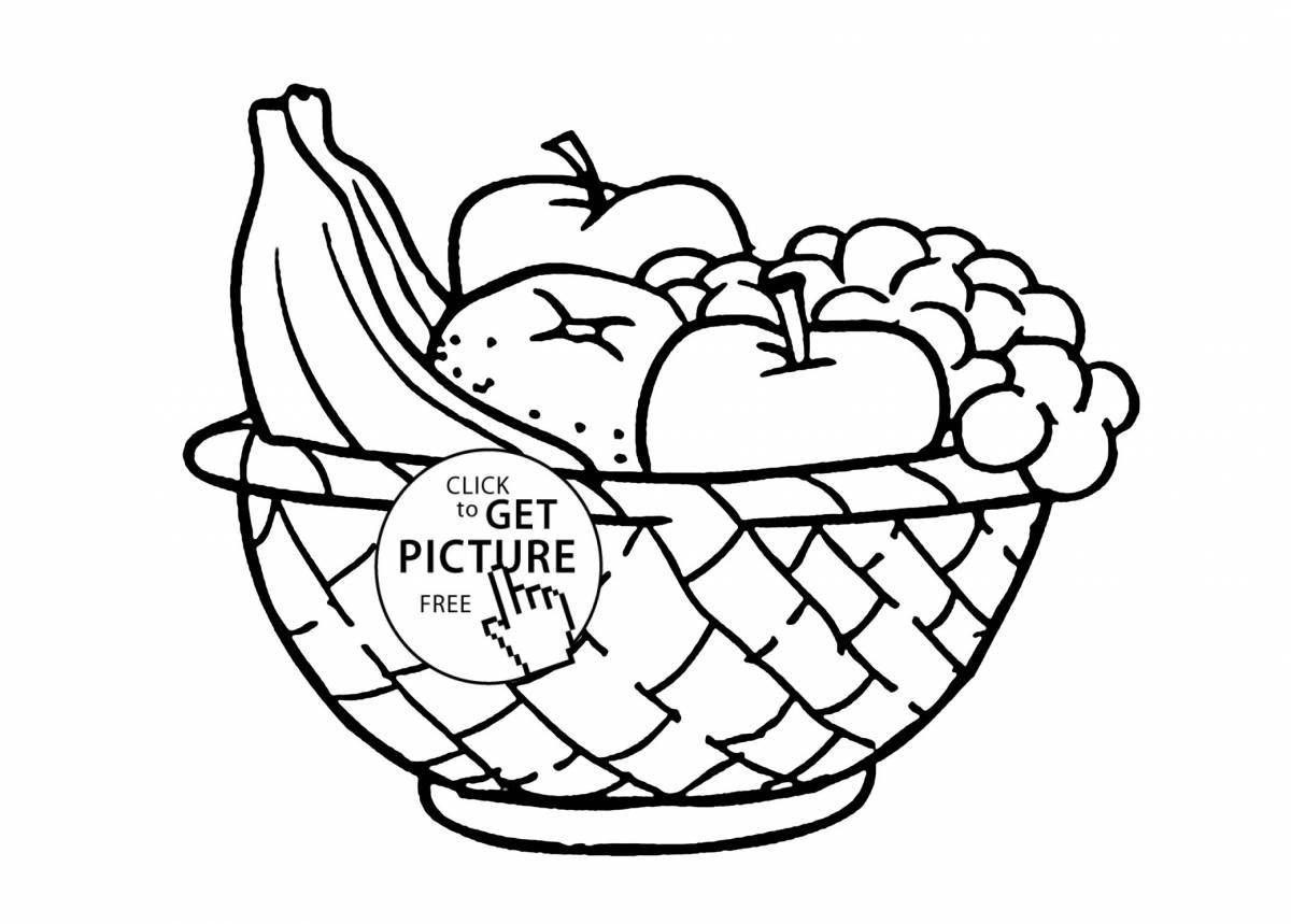 Playful coloring page with fruits for kids