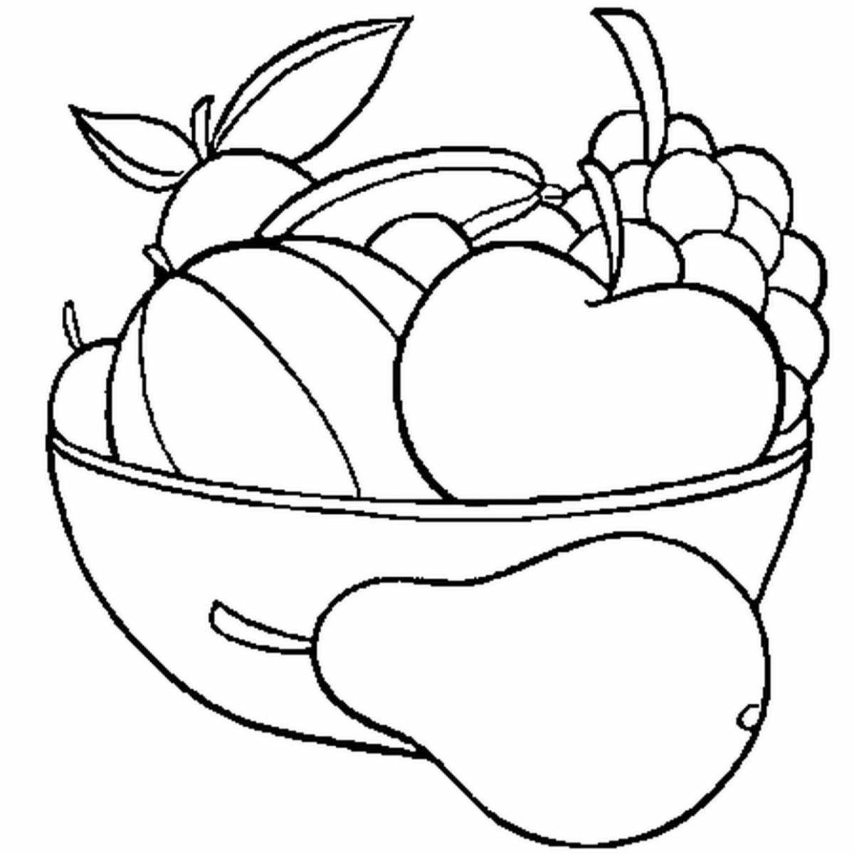 Fruit plate fun coloring book for kids