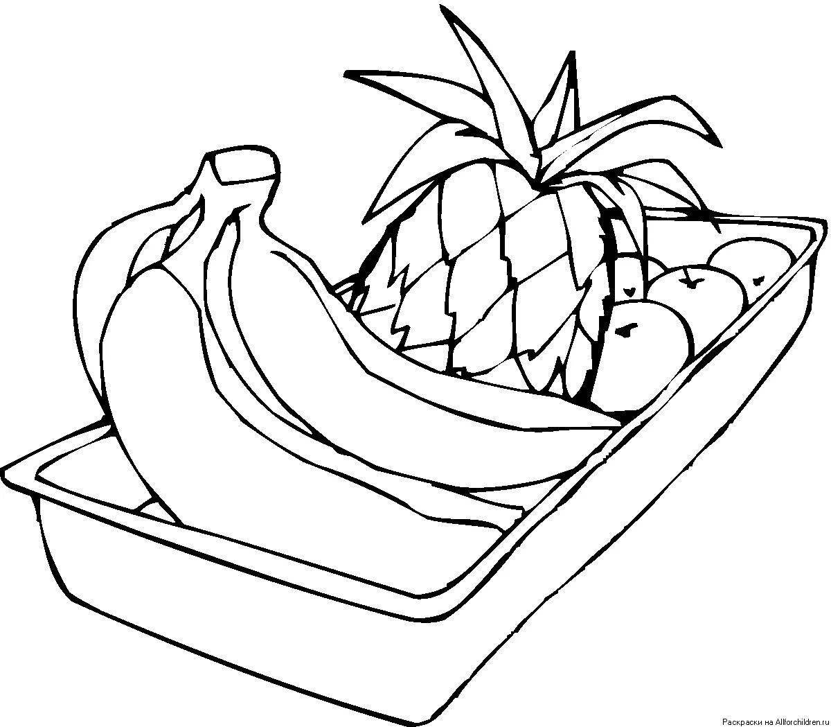 Cute fruit coloring page for kids