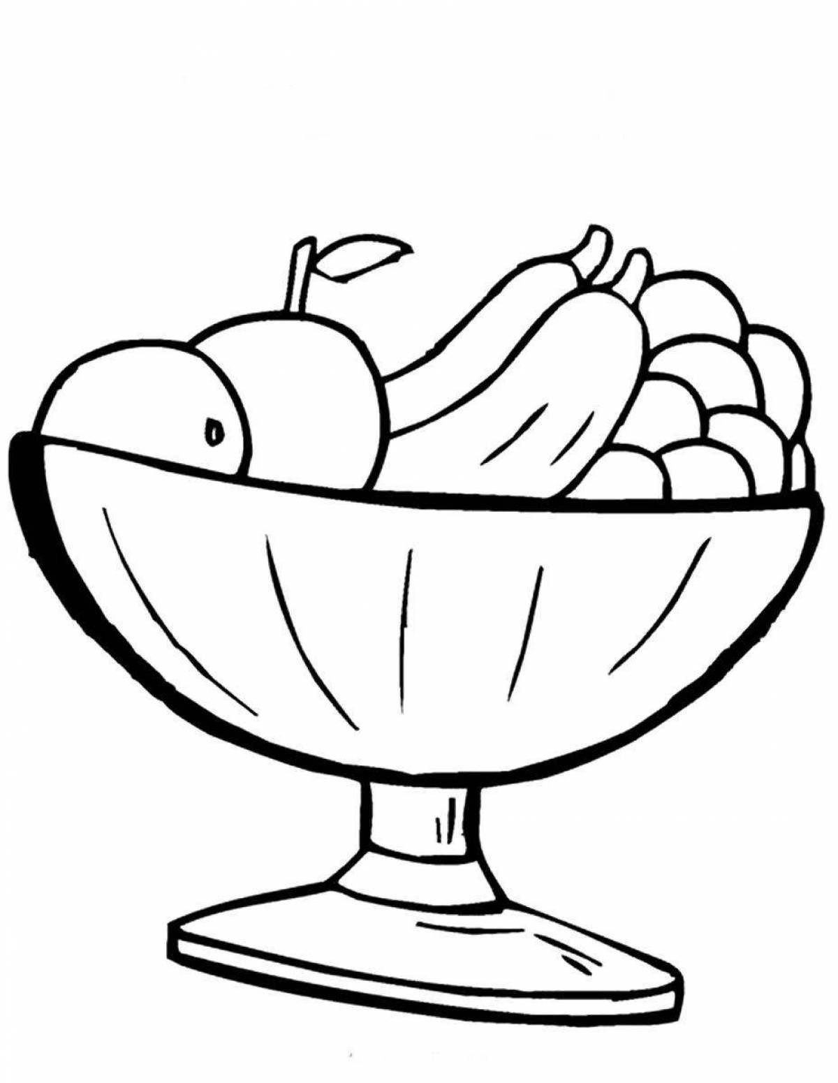 Bright fruit plate coloring book for kids