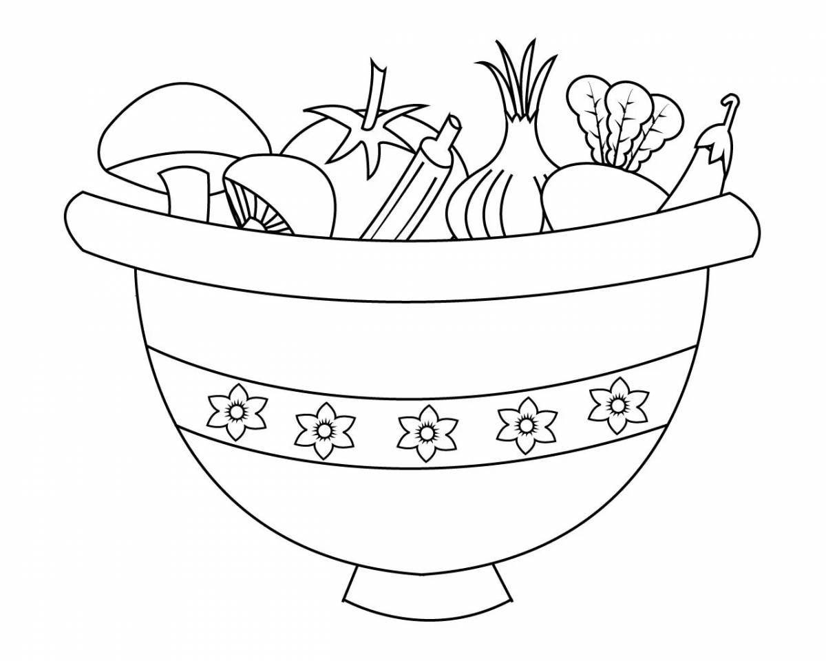 Interesting coloring page with fruits for kids