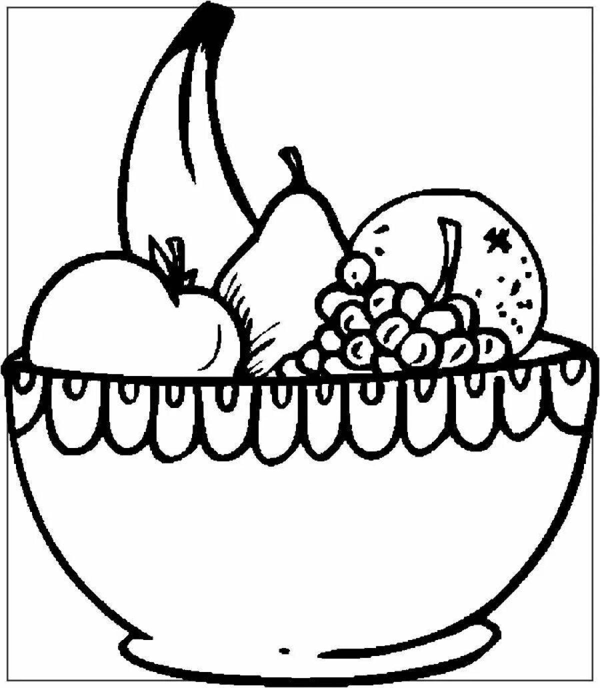 Stimulating fruit plate coloring book for kids