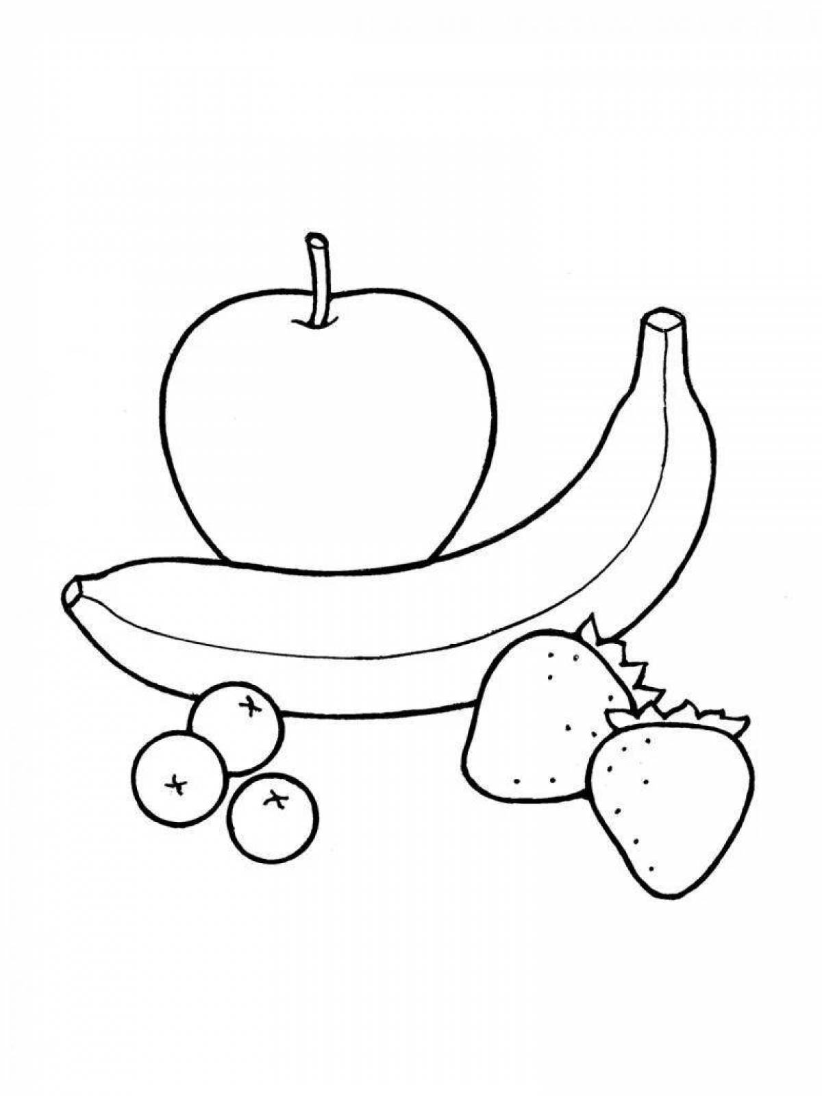 Забавная фруктовая тарелка-раскраска для детей