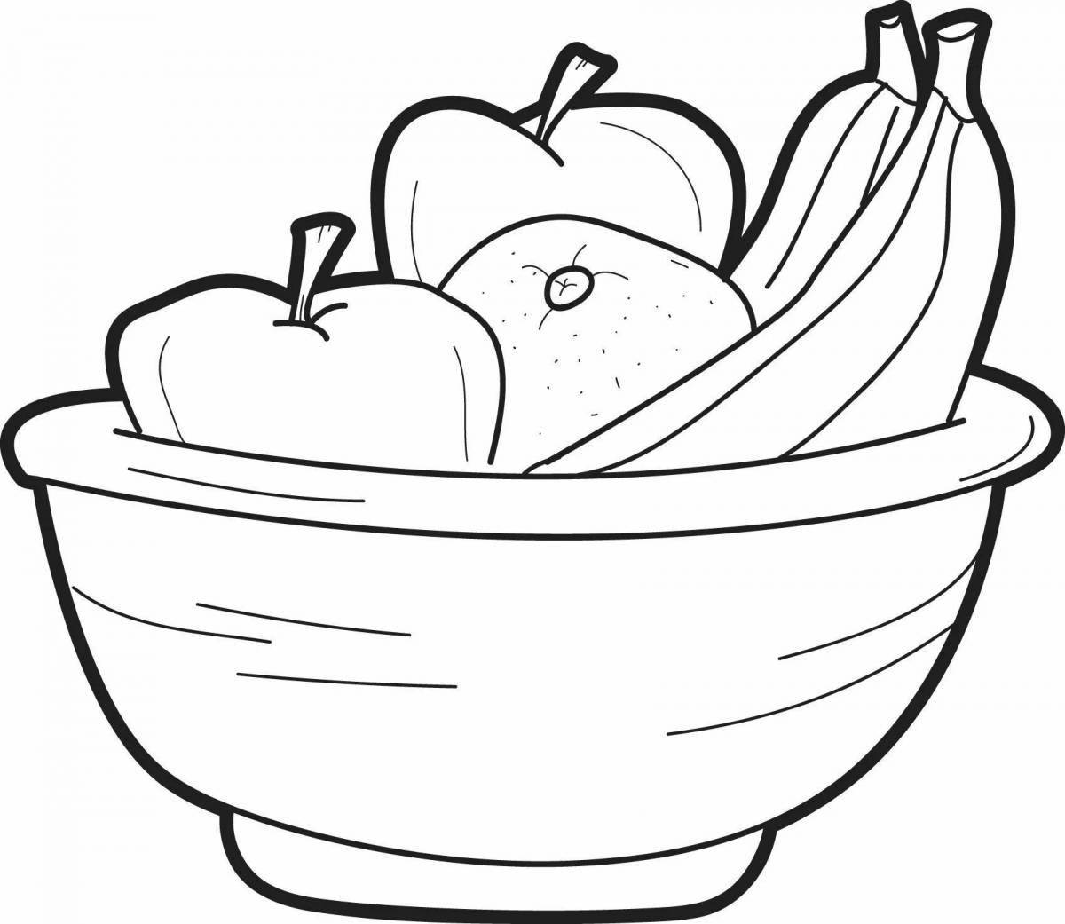 Cute fruit plate coloring book for kids