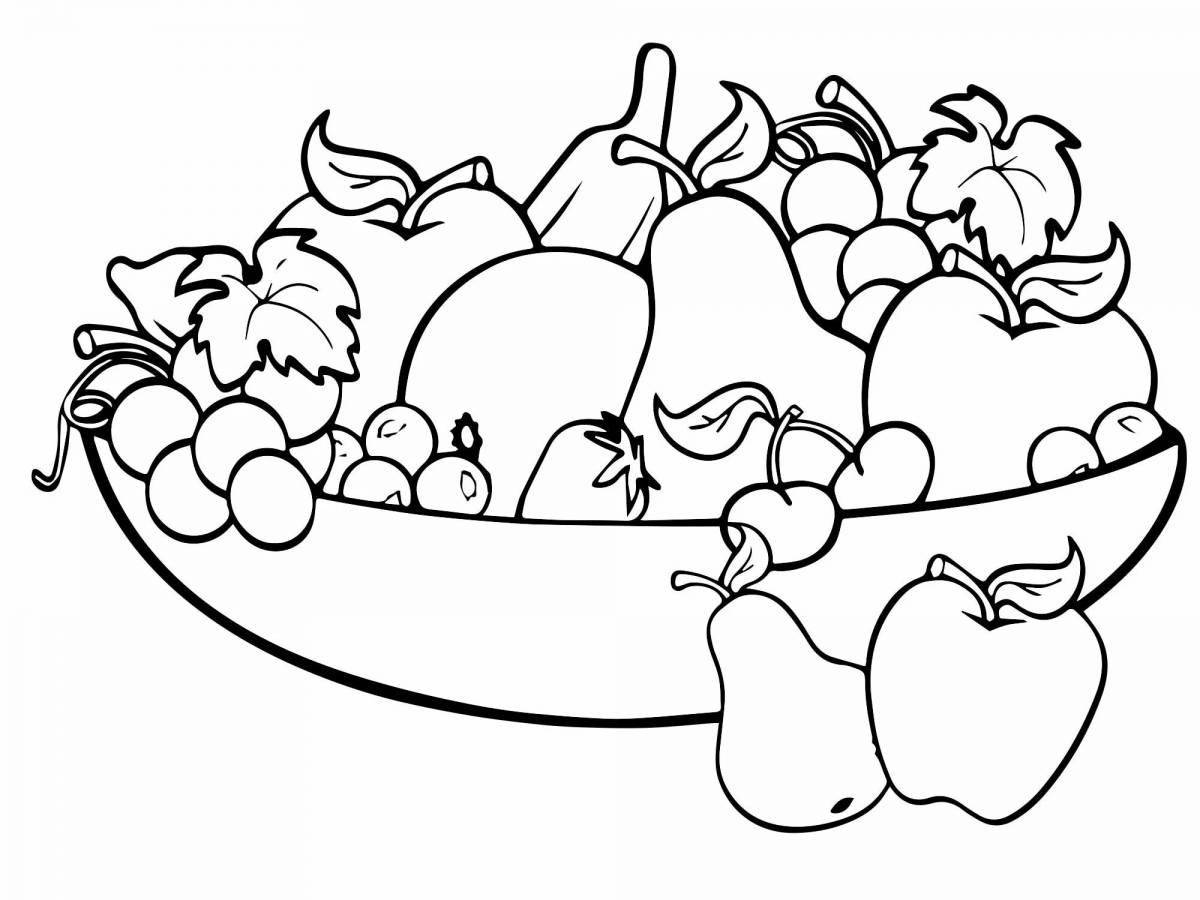 Nice fruit plate coloring book for kids