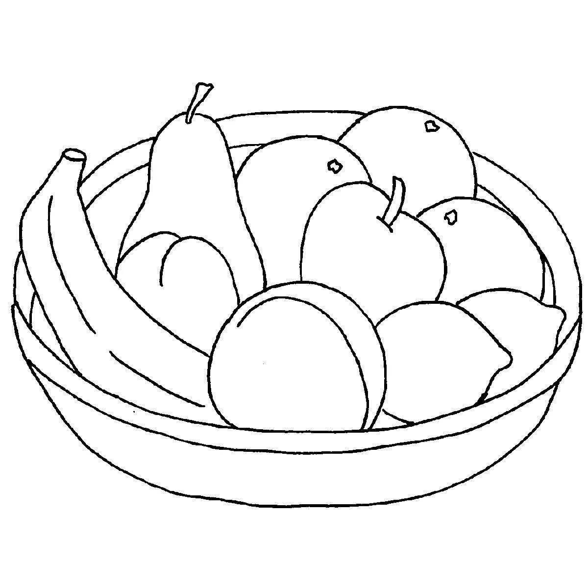 Расслабляющая фруктовая тарелка-раскраска для детей
