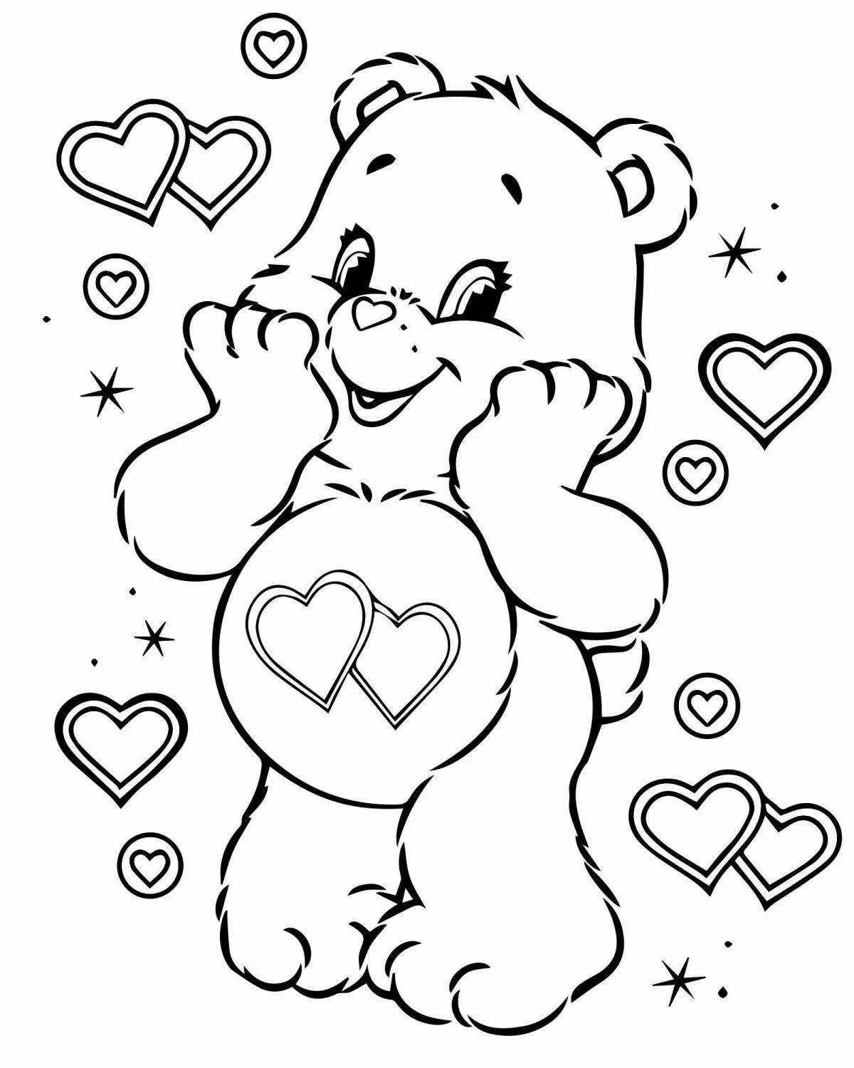 Blessed teddy bear with heart coloring page