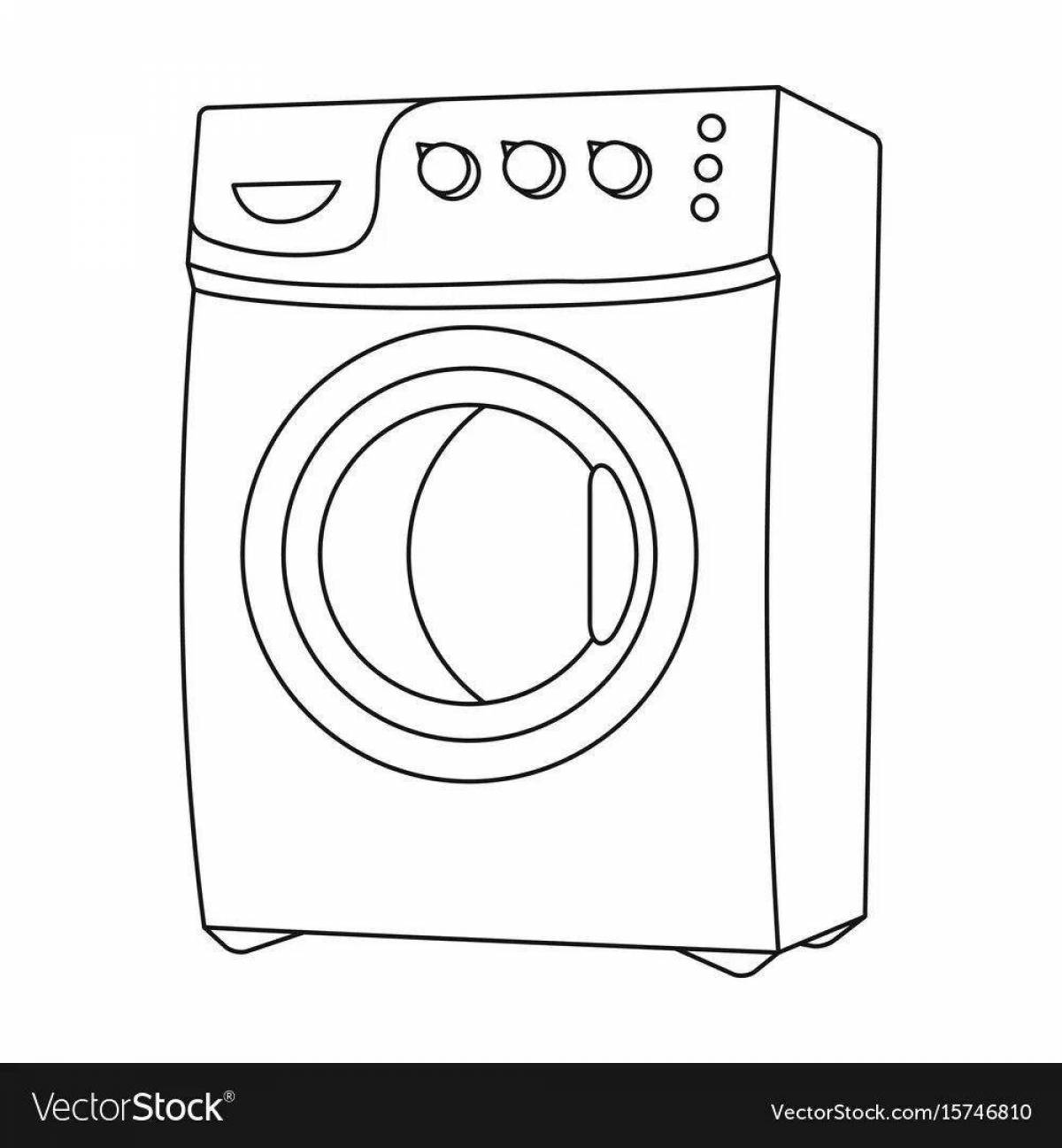 Очаровательная страница раскраски стиральной машины для детей