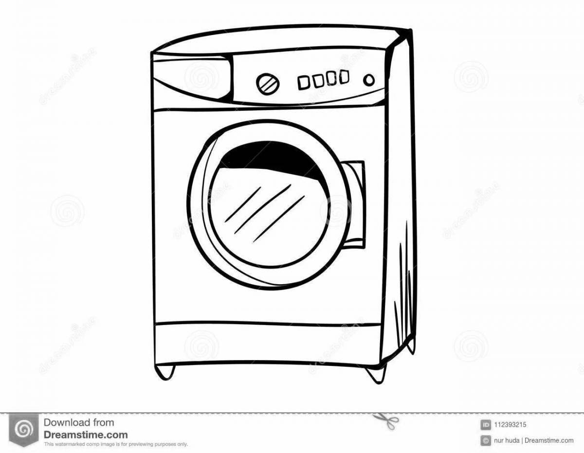 A fun washing machine coloring page for little ones