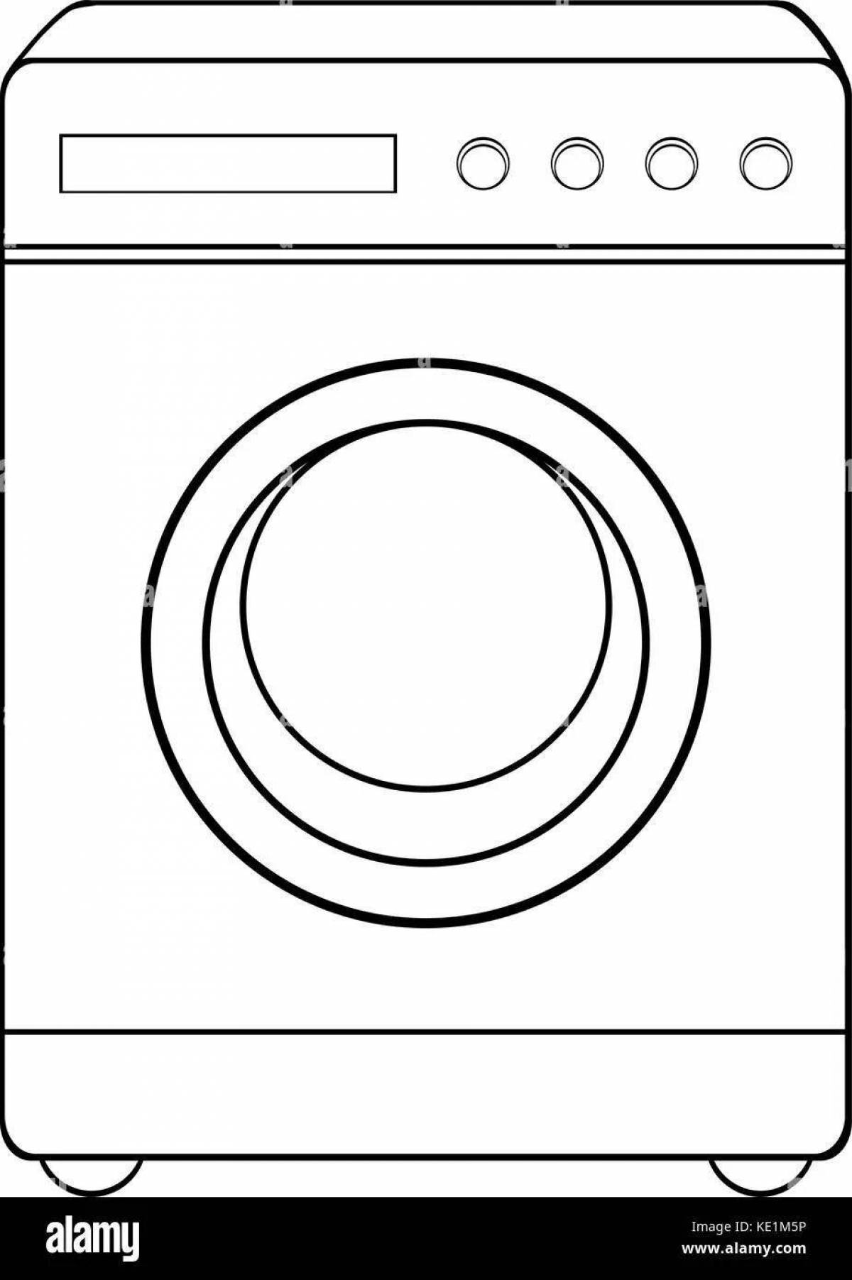 Красочная страница раскраски стиральной машины для младенцев