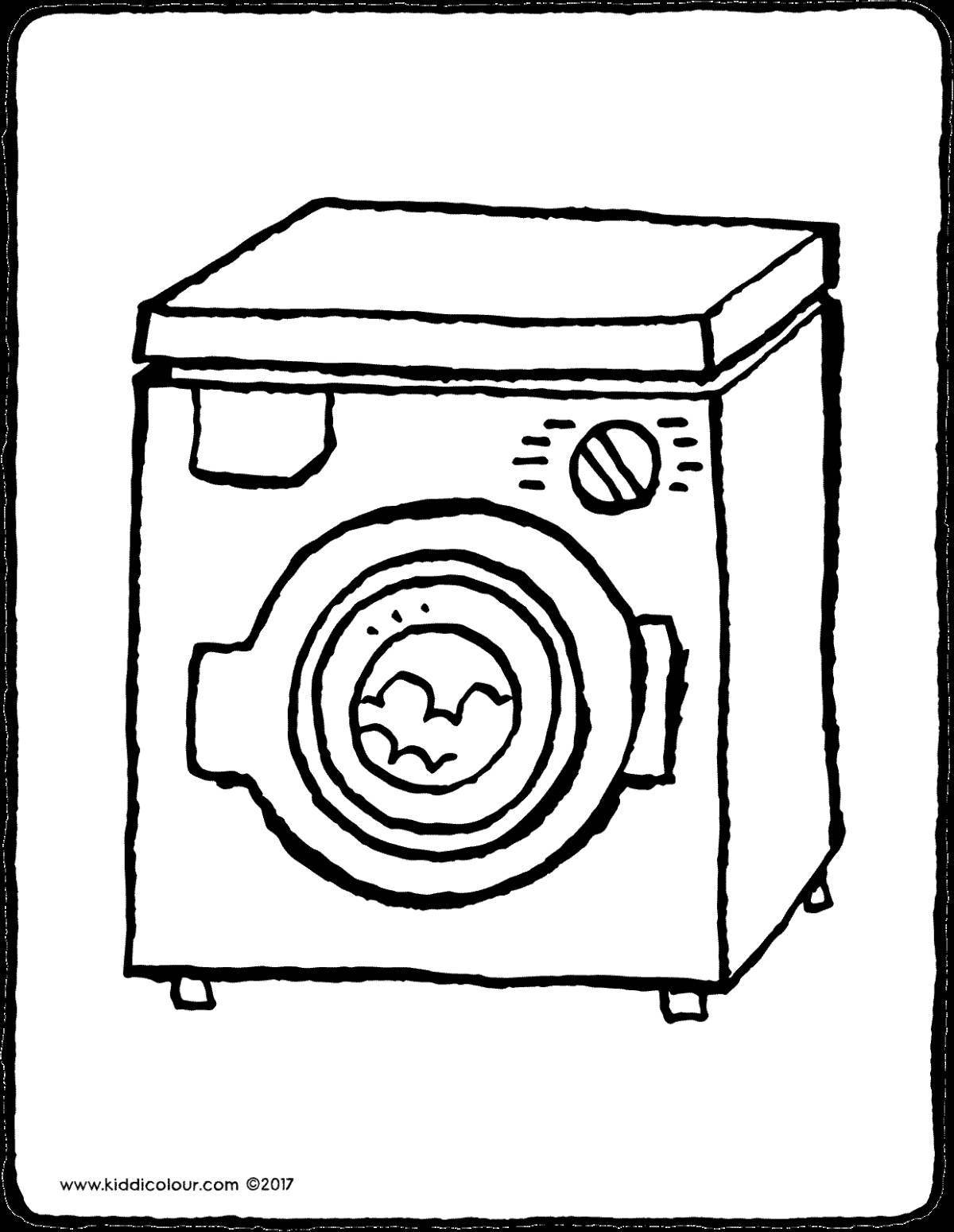 Выдающаяся страница раскраски стиральной машины для детей