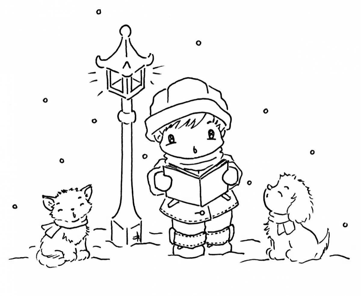 Radiant coloring page carols for children 4-5 years old