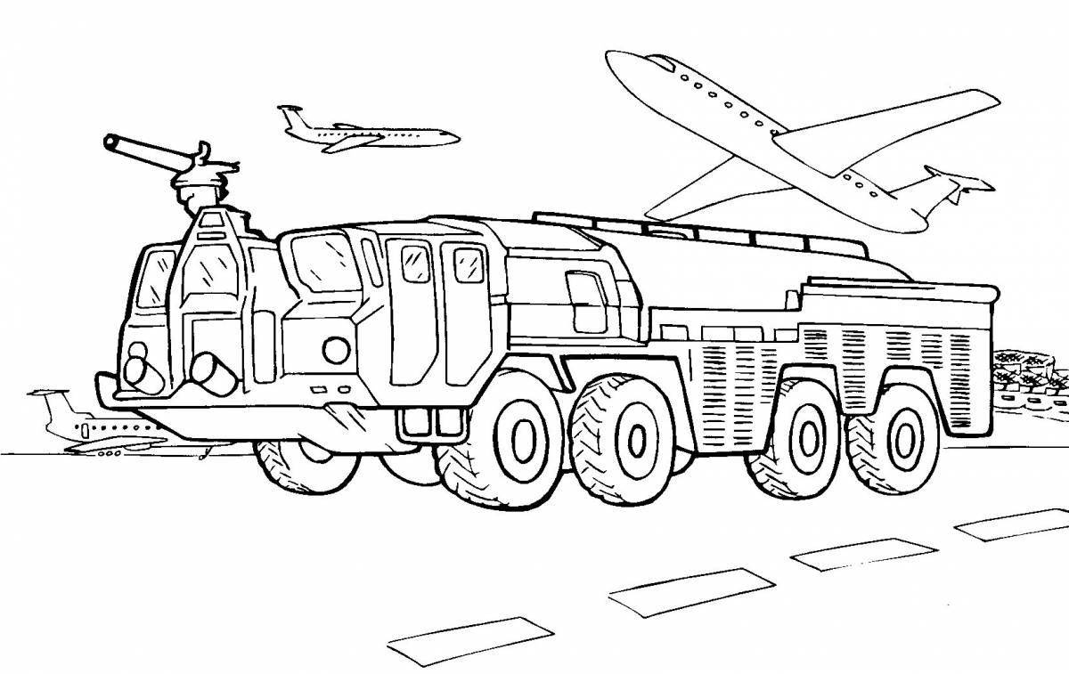 A fun coloring page for Russian military vehicles for kids