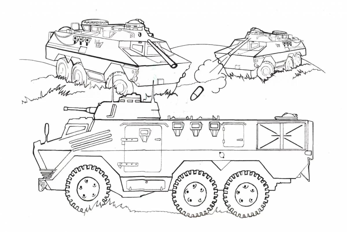 Inspirational Russian military vehicle coloring book for kids