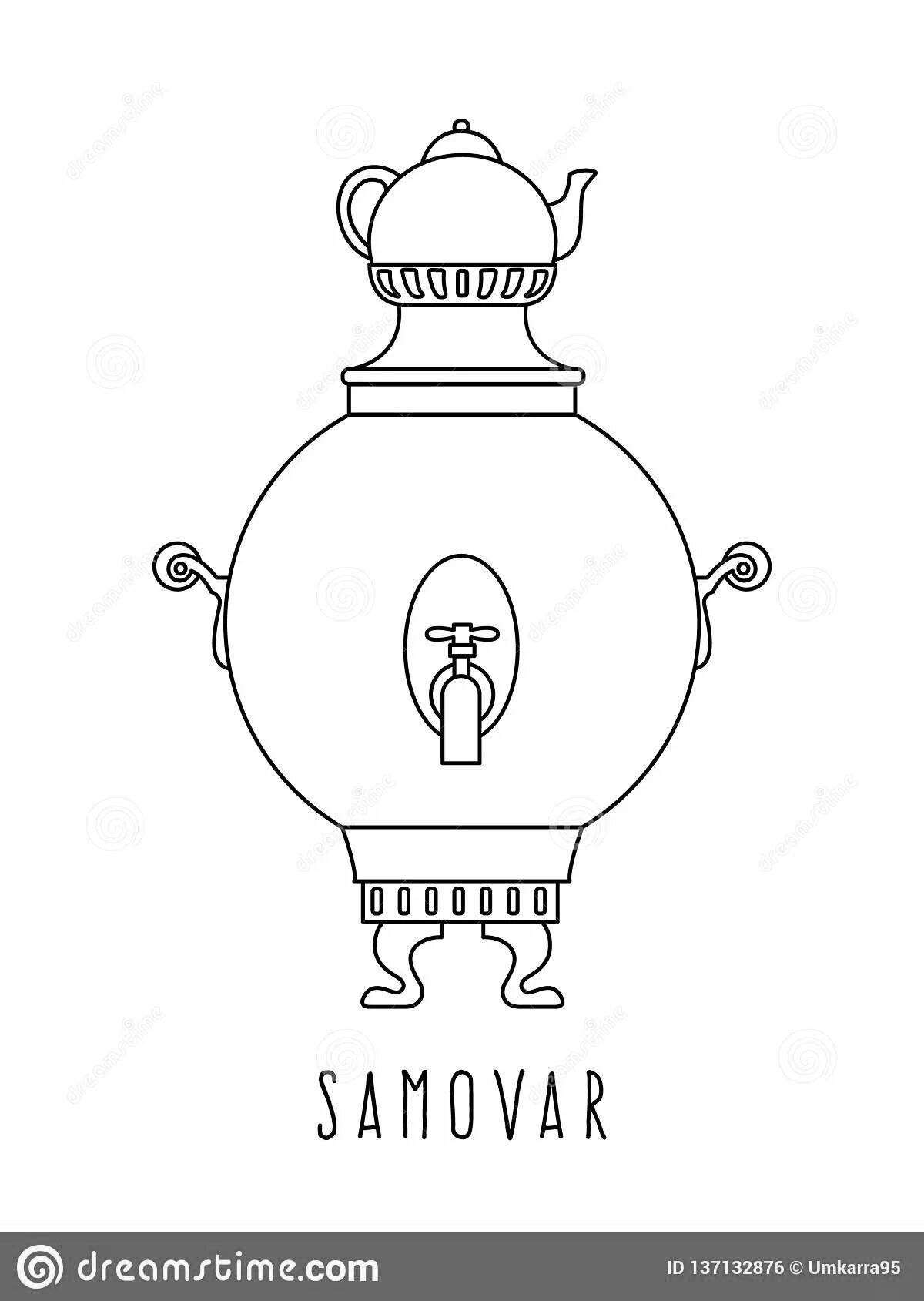 Coloring book sweet samovar for children 6-7 years old