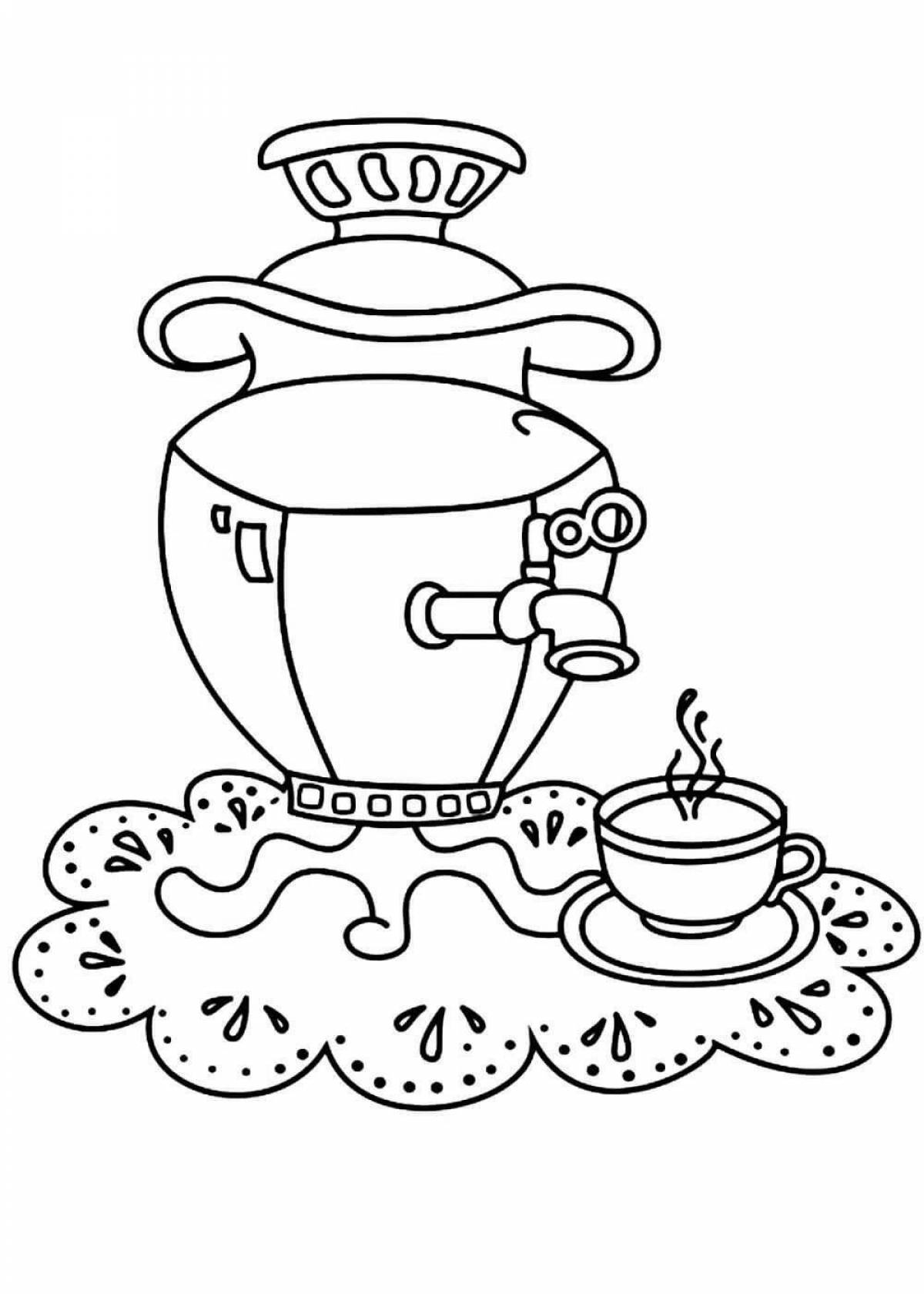 Coloring samovar for children 6-7 years old