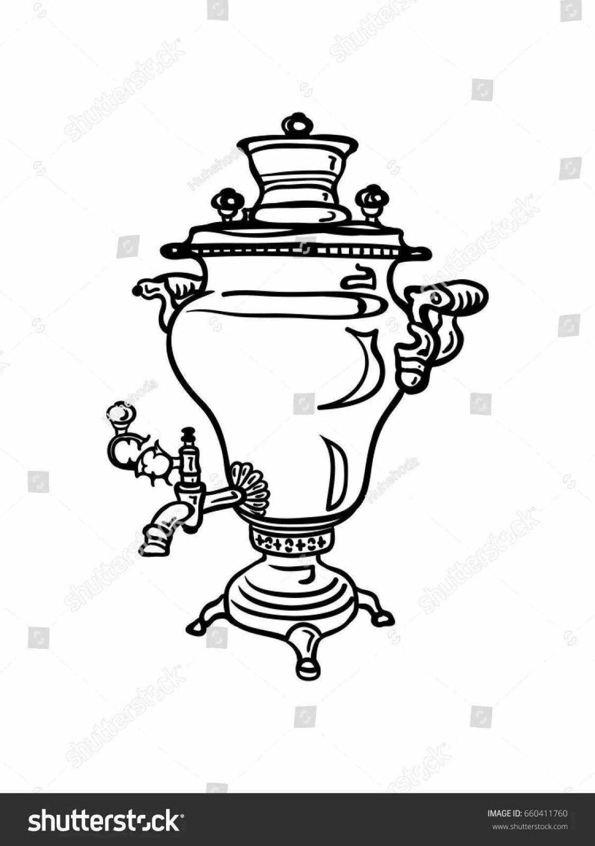 Inviting samovar coloring book for children 5-6 years old