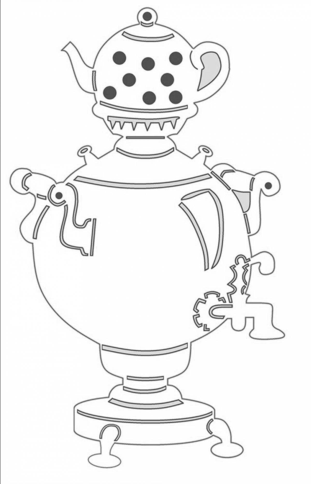 Cute samovar coloring book for children 5-6 years old