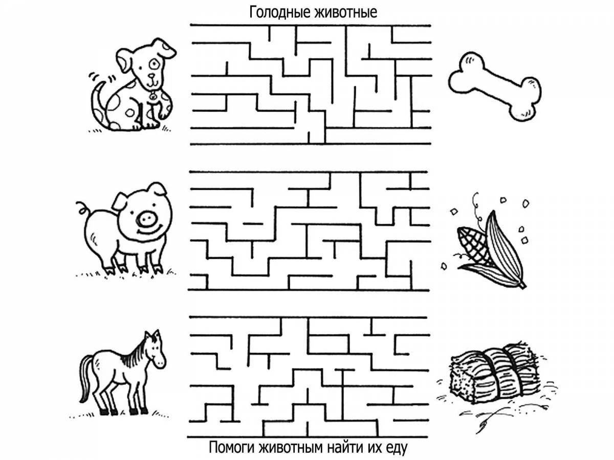 Intricate maze coloring book for 3-4 year olds