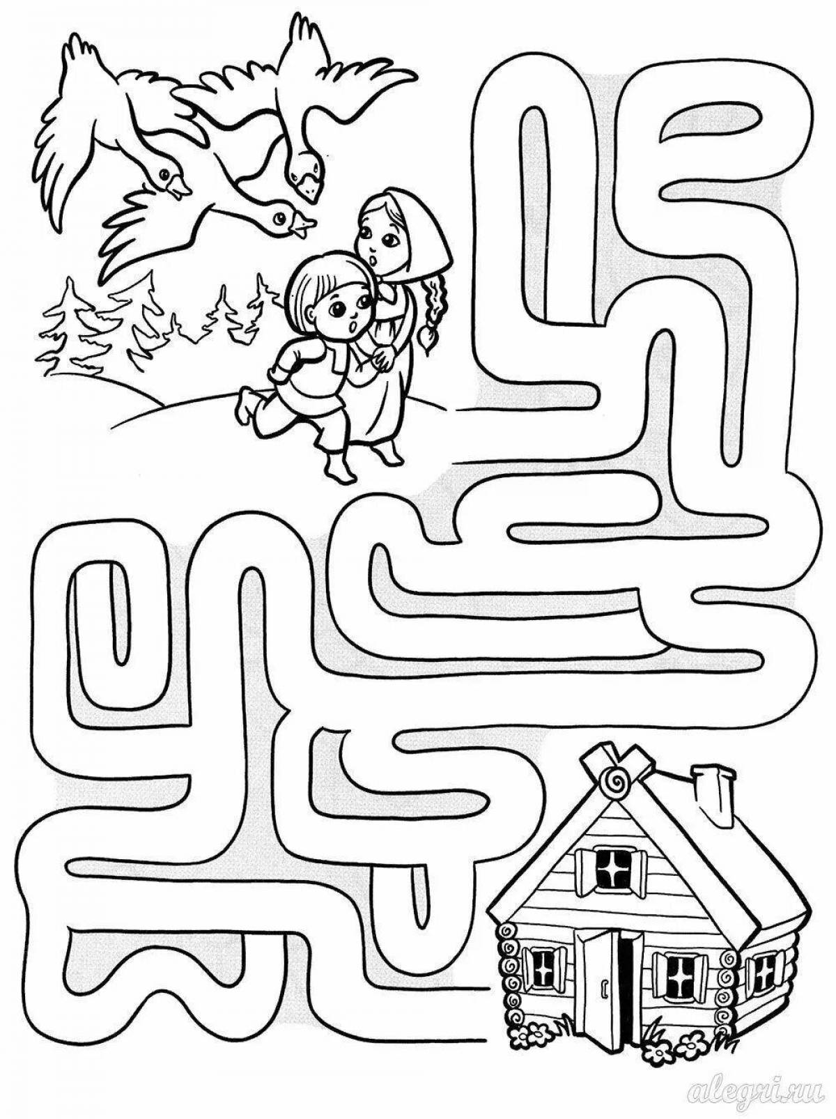 Delightful coloring maze for 3-4 year olds