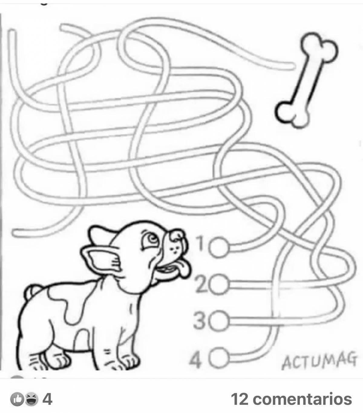 Fun coloring maze for 3-4 year olds