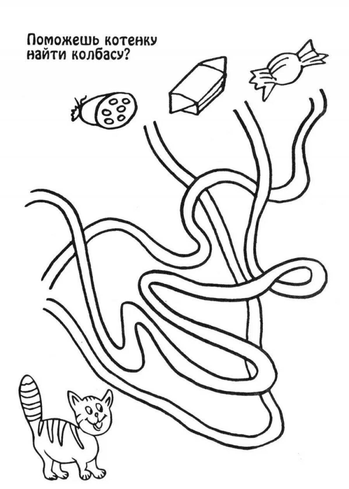 Fun coloring maze for 3-4 year olds