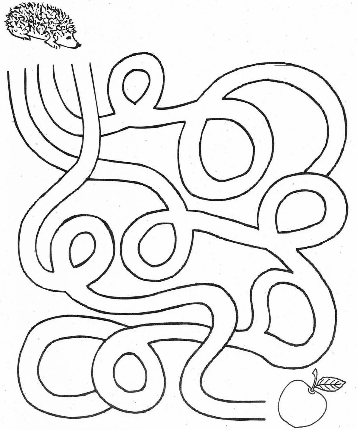 Inviting coloring maze for children 3-4 years old