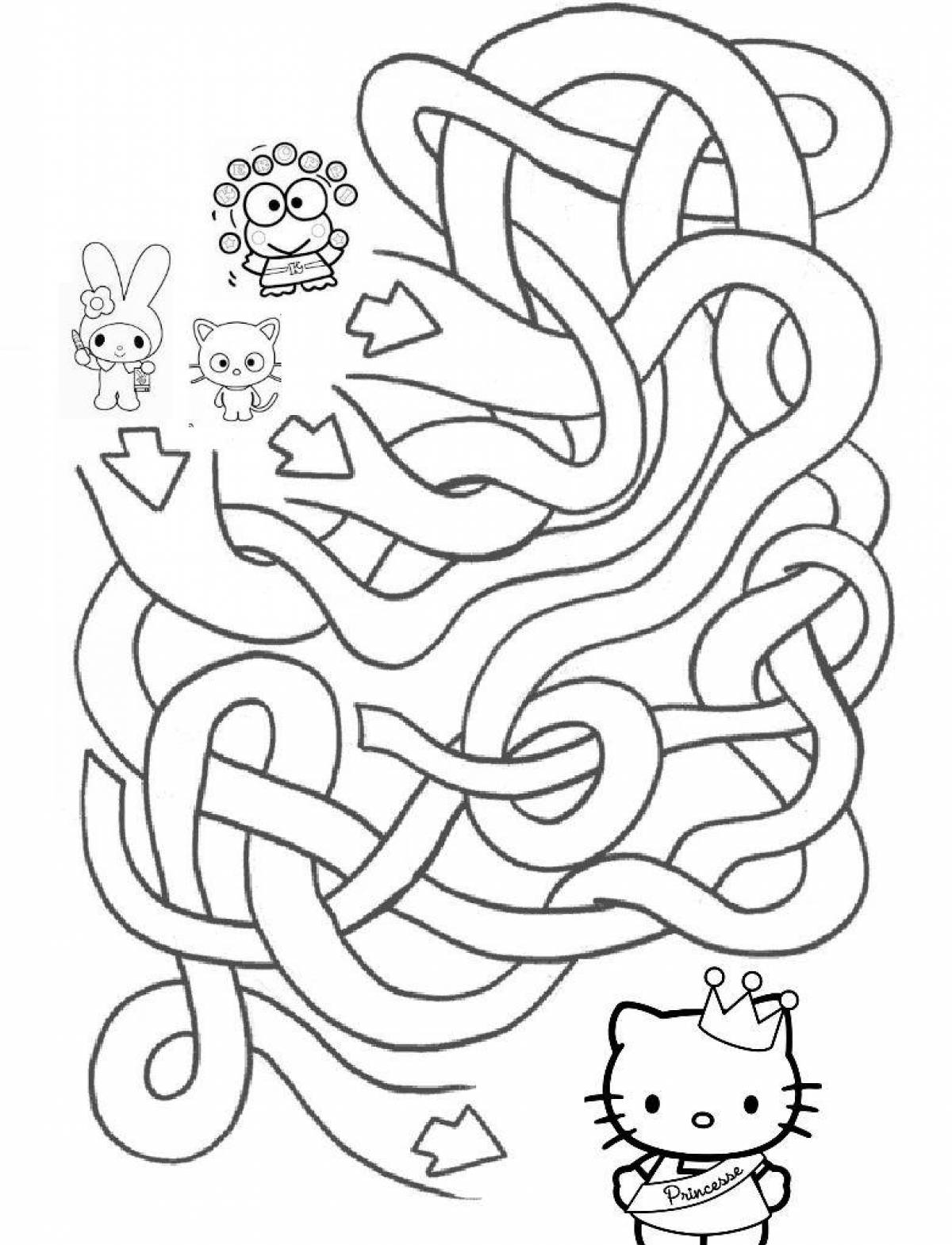Playful maze coloring book for 3-4 year olds
