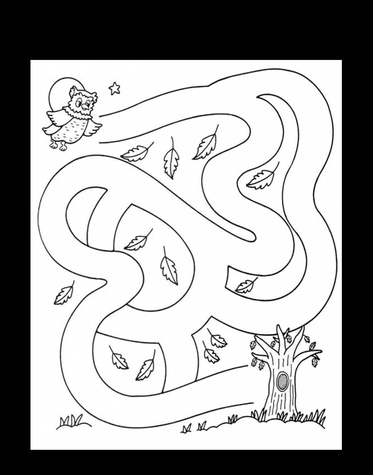Coloring bright maze for children 3-4 years old