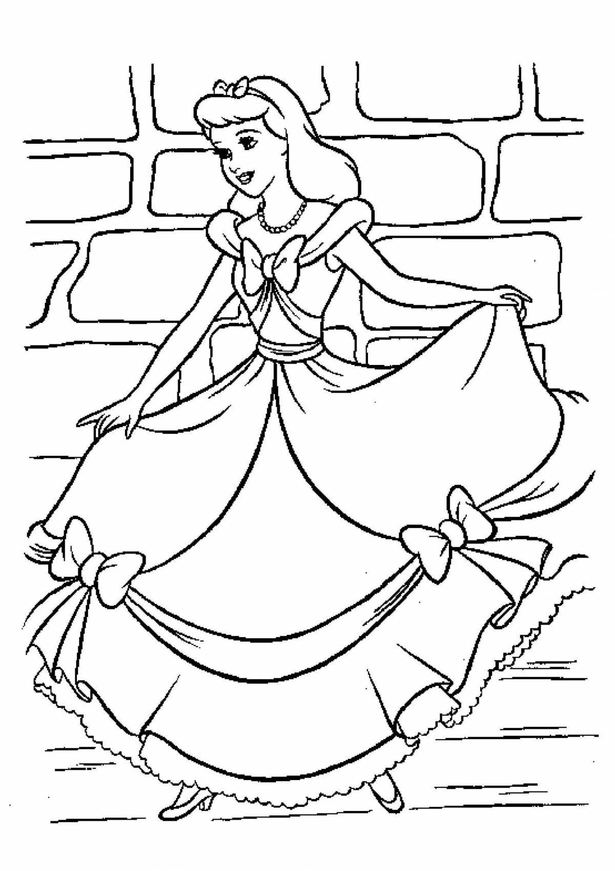 Exquisite Cinderella coloring book for kids