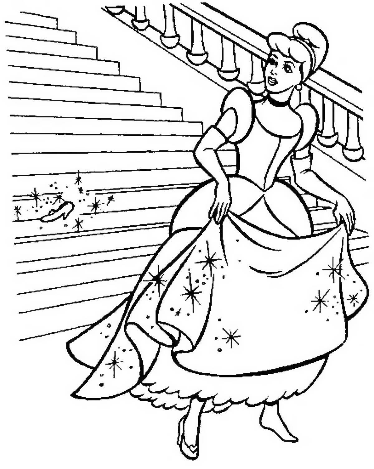 Glitter Cinderella Coloring Pages for Toddlers