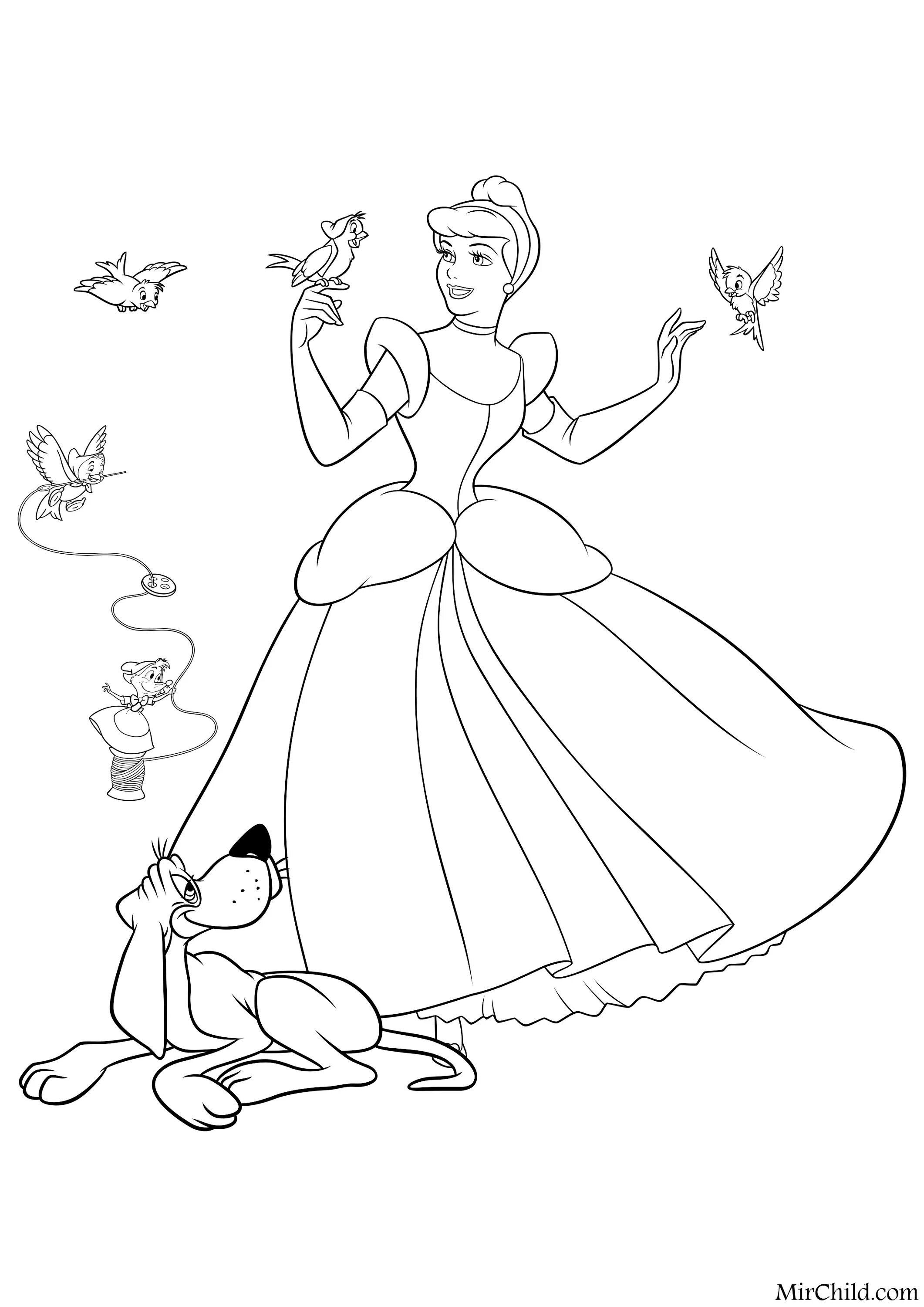 Joyful Cinderella coloring book for kids