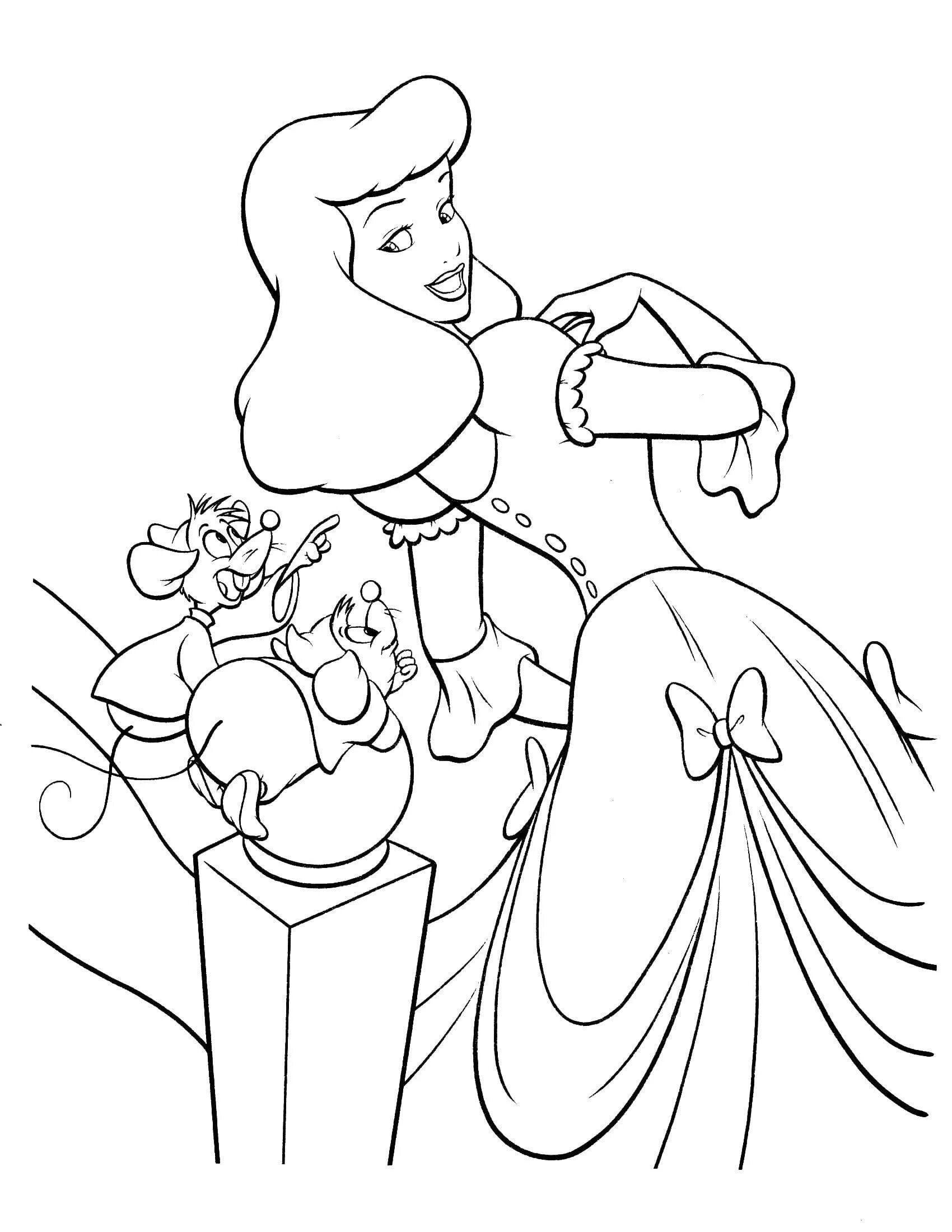 Playful Cinderella Coloring Page for Toddlers