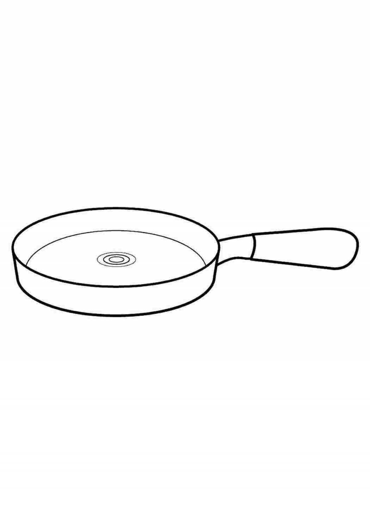 Colorful frying pan coloring page for 3-4 year olds