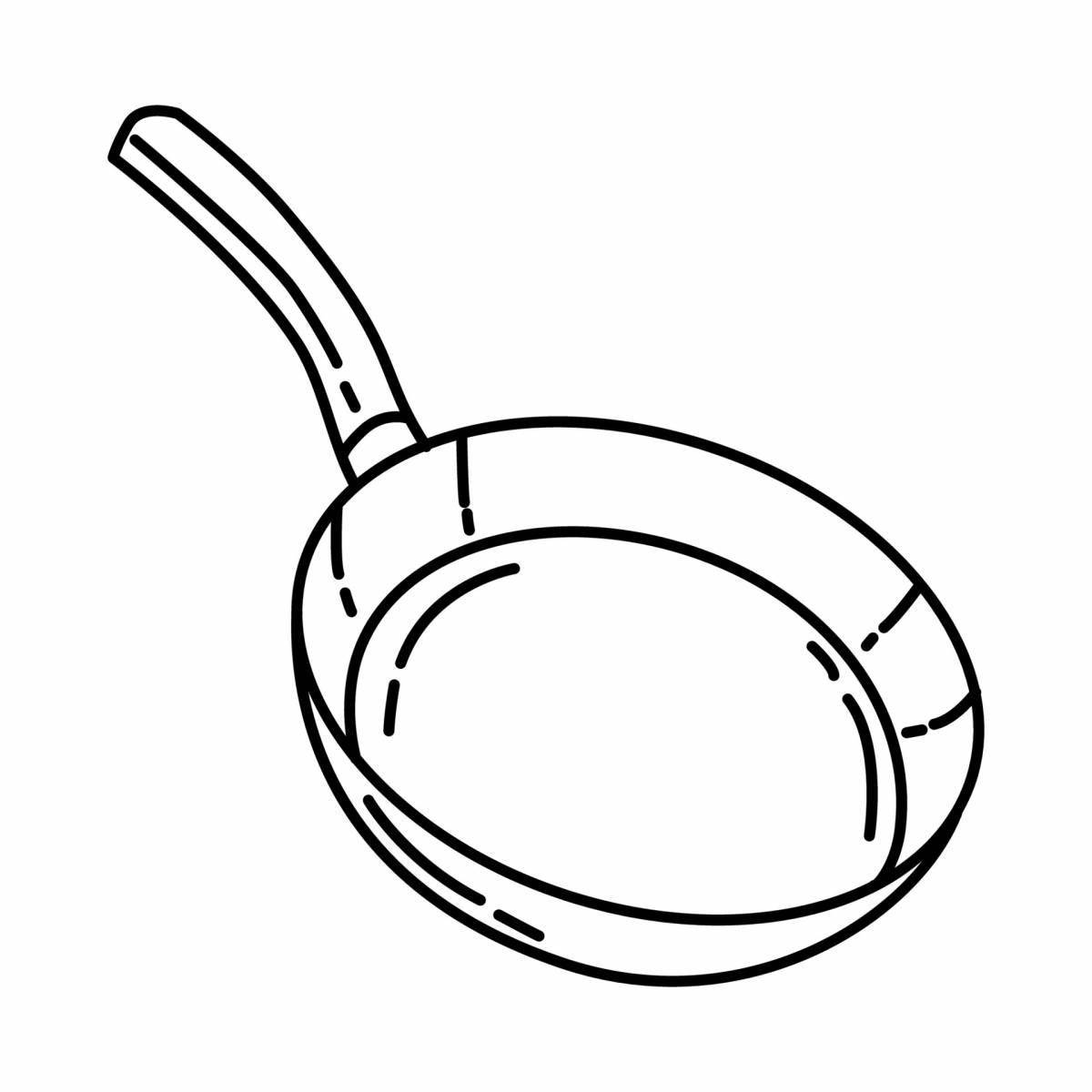 Cute frying pan coloring book for 3-4 year olds