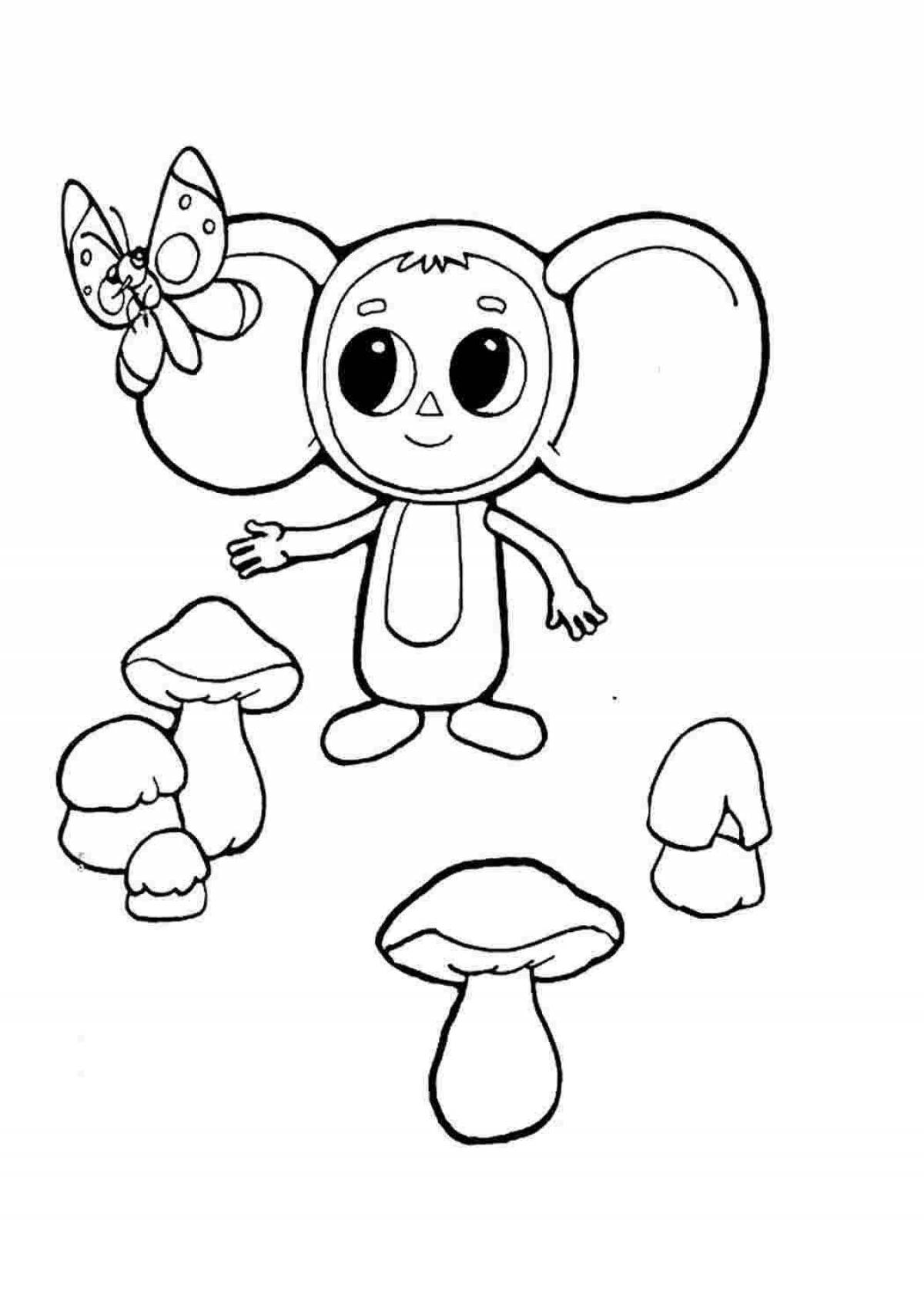 Colorful Cheburashka coloring book for children 6-7 years old