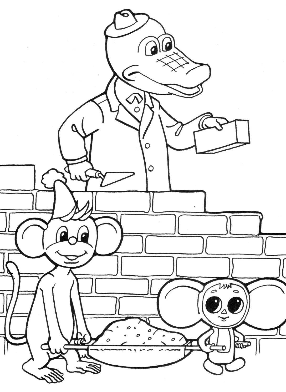 Playful Cheburashka coloring book for children 6-7 years old