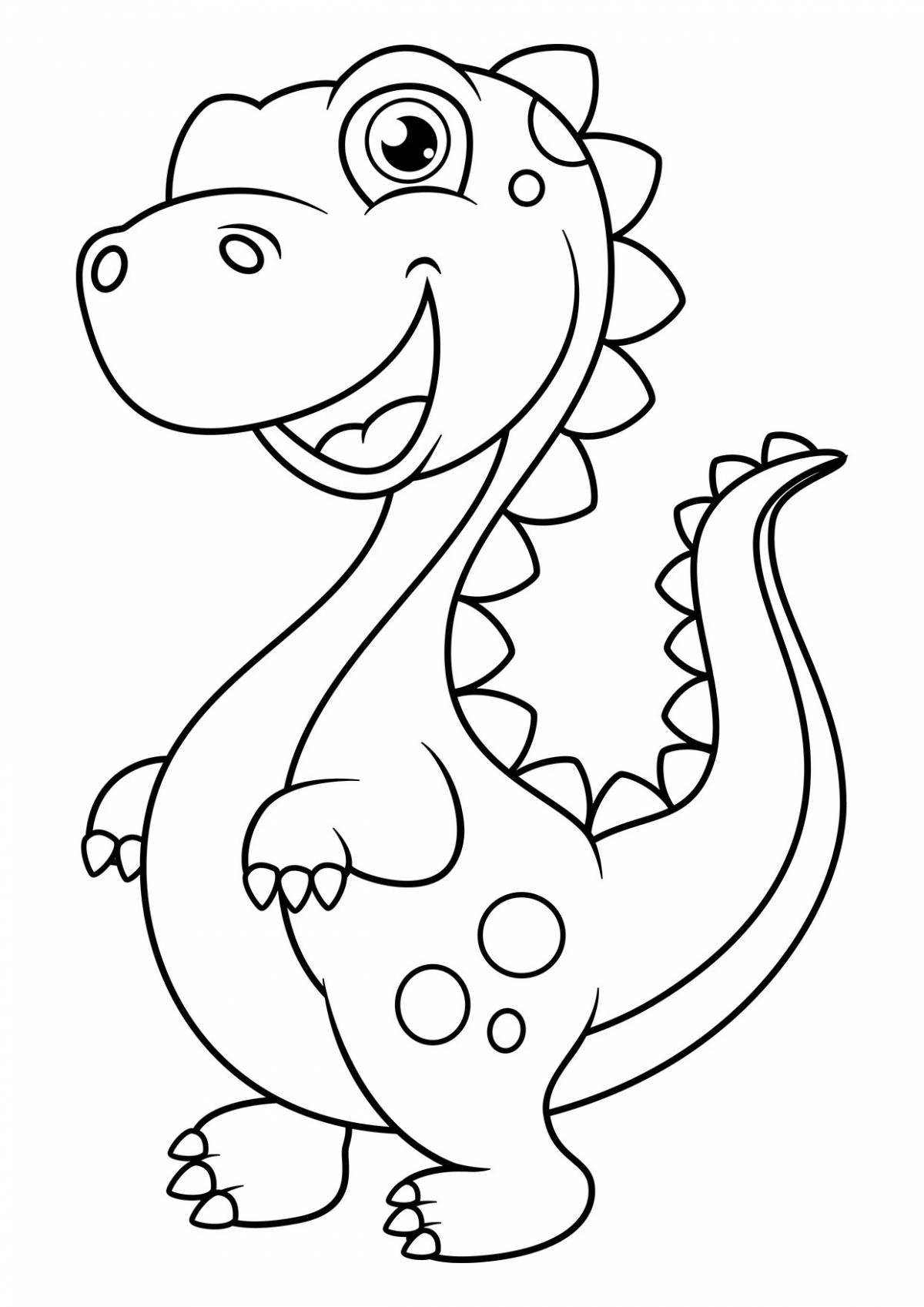 Bright dinosaurs coloring for children 3-4 years old