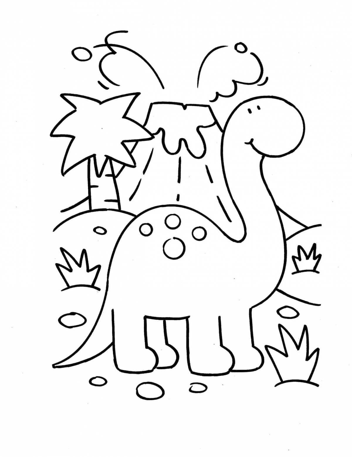Funny dinosaurs coloring for children 3-4 years old
